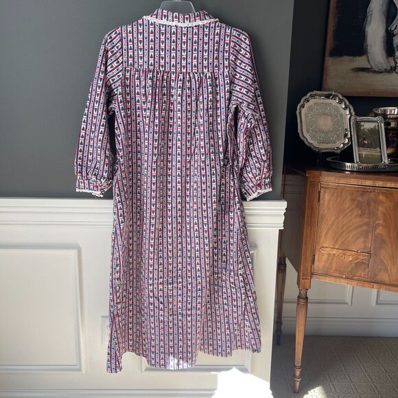 Lanz of Salzburg Long Flannel Nightgown Womens Medium Holiday Christmas Trees M - Picture 6 of 6